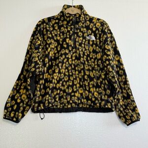 The North Face Leopard Print TKA Glacier 1/4 Zip Fleece Pullover Yellow Black S